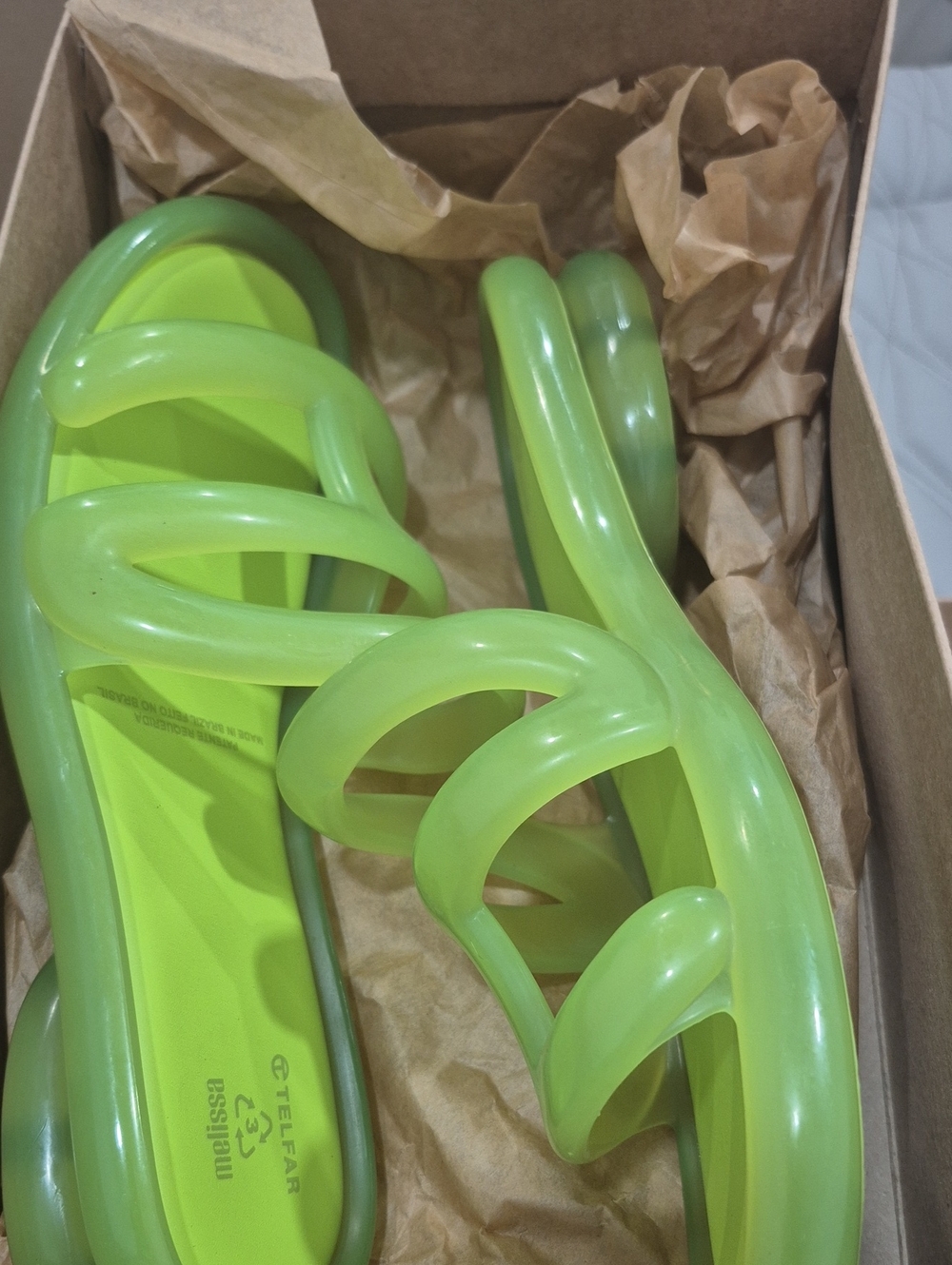 Telfar Neon Lime Jelly Slide Sandals